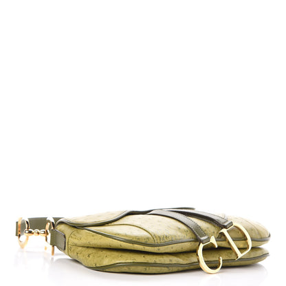 Christian Dior Ostrich Double Saddle Bag Green 4 of 7