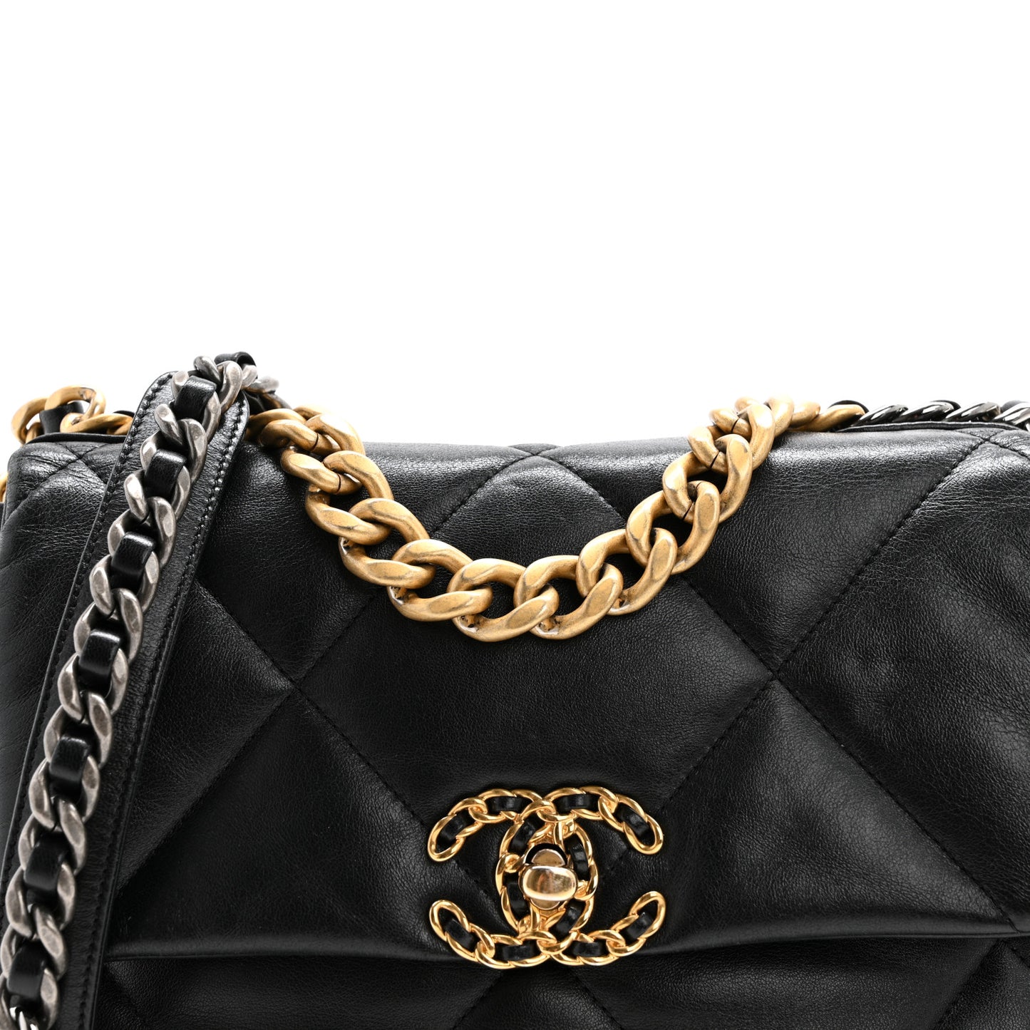 Goatskin Quilted Medium Chanel 19 Flap Black