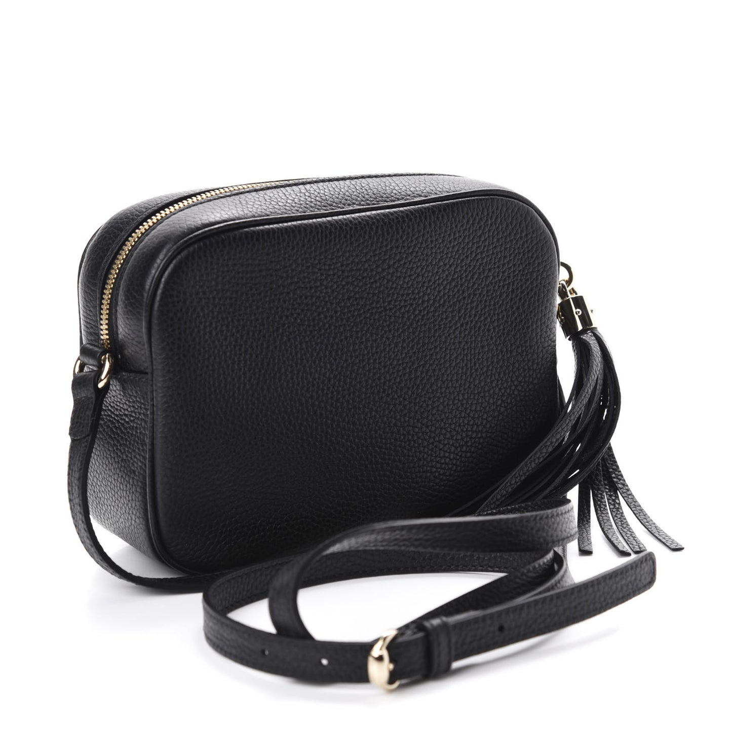 Pebbled Calfskin Small Soho Disco Bag Black