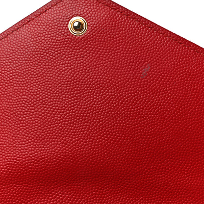 Saint Laurent Grain De Poudre Matelasse Chevron Monogram Chain Wallet New Red 16 of 21