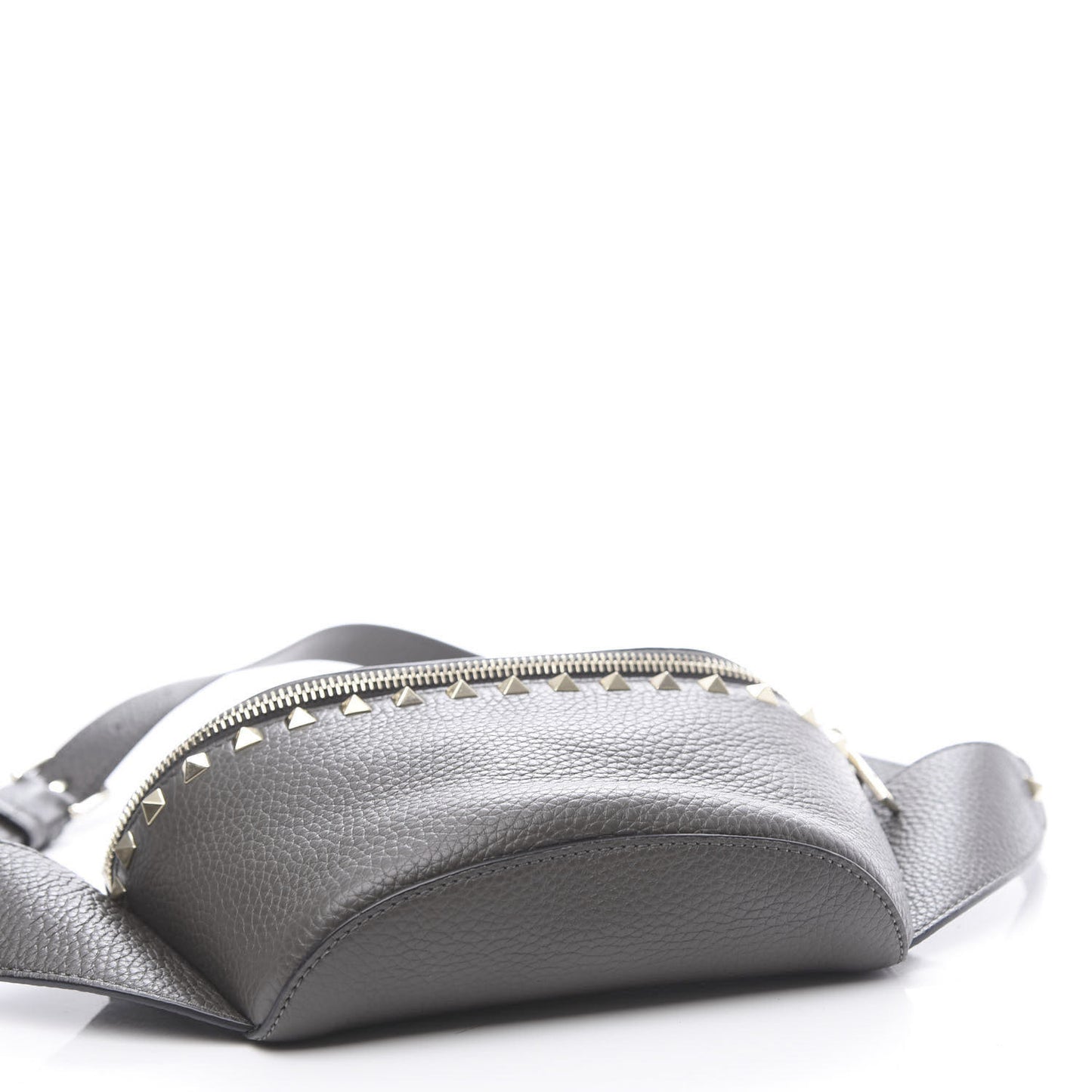 Grained Calfskin Rockstud Belt Bag 95 Graphite
