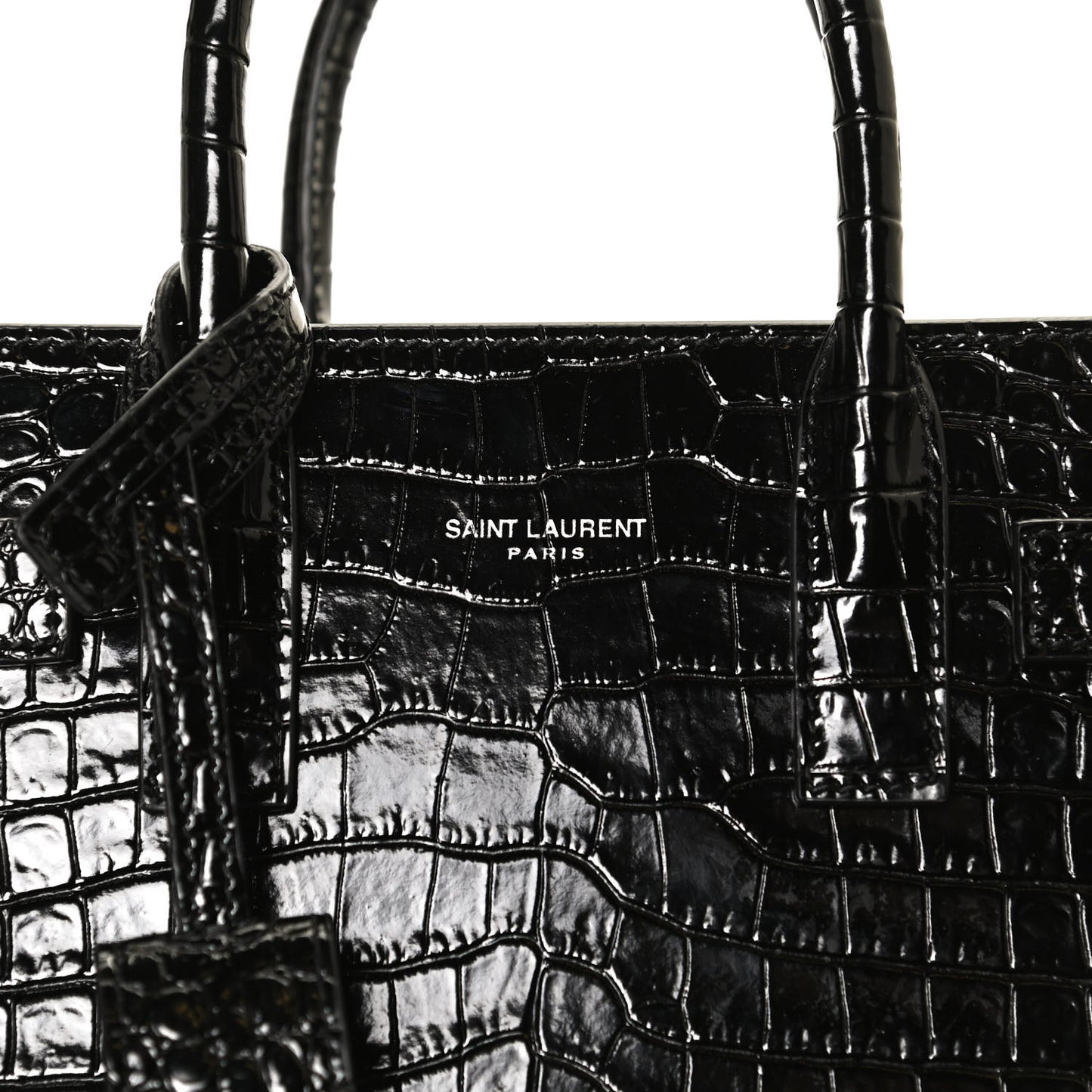 Calfskin Crocodile Embossed Nano Sac De Jour Black