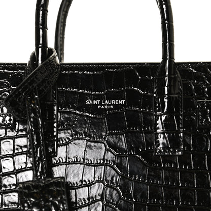 Saint Laurent Calfskin Crocodile Embossed Nano Sac De Jour Black 7 of 10