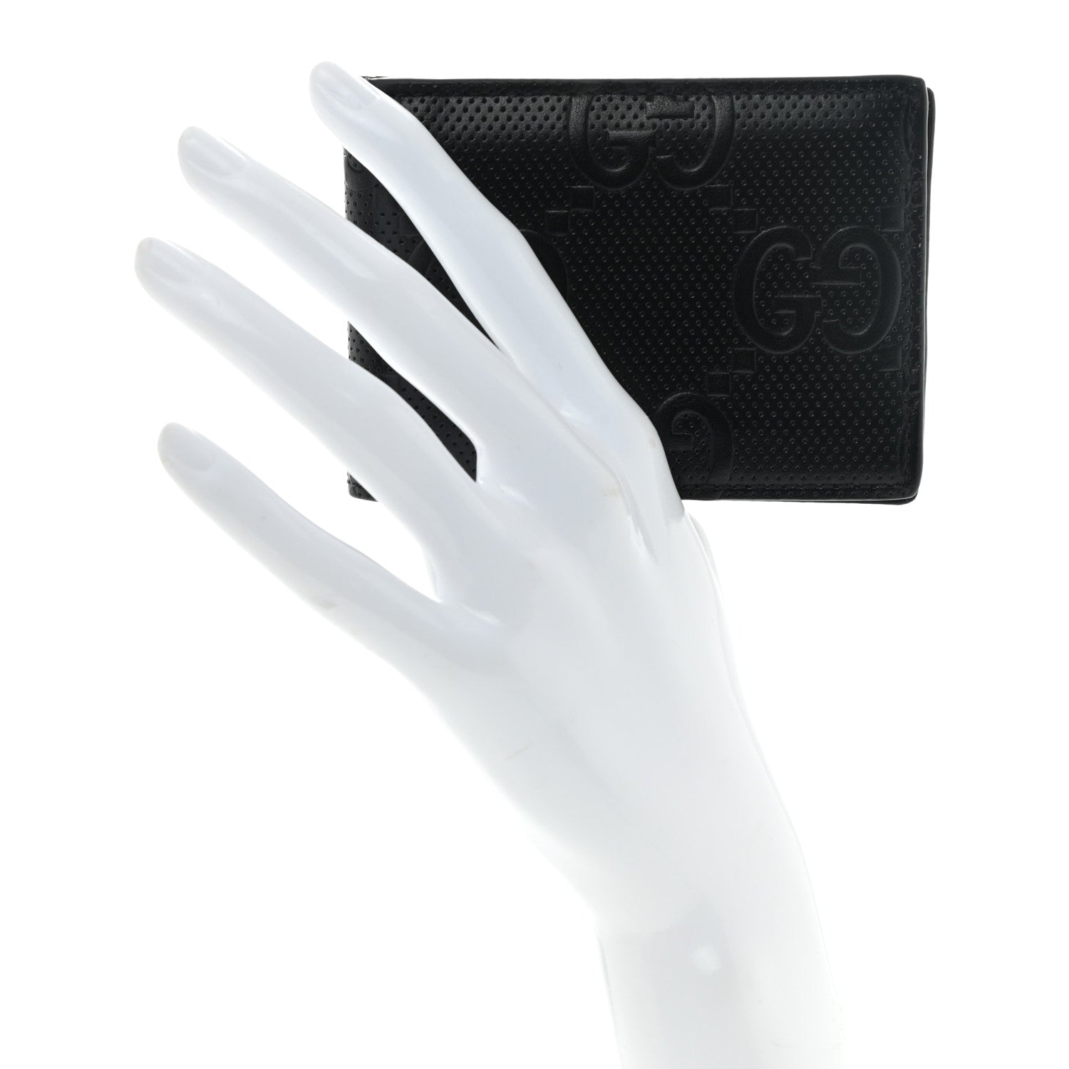 Gucci Calfskin GG Tennis Embossed Bi-Fold Wallet Black 2 of 9