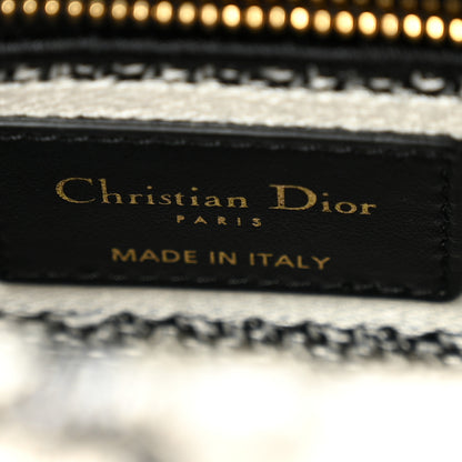 Christian Dior Canvas Embroidered Toile De Jouy Mini Lady D-Lite White Black 6 of 13