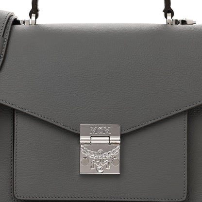 MCM Grained Calfskin Medium Patricia Park Avenue Satchel Grey 7 of 9