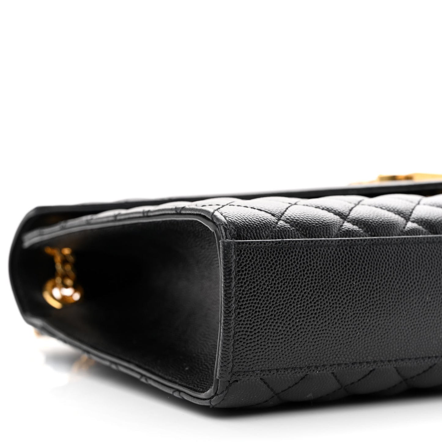 Grain De Poudre Textured Mixed Matelasse Large Triquilt Monogram Satchel Black