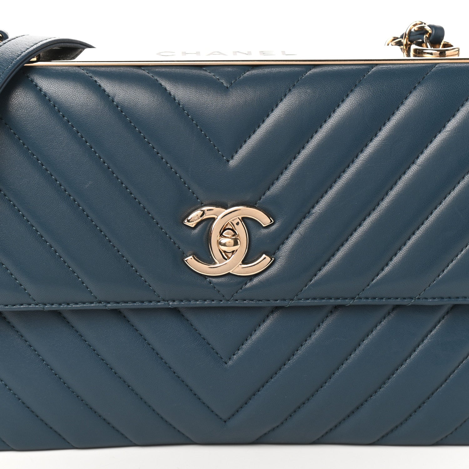 Chanel Lambskin Chevron Quilted Medium Trendy CC Flap Dark Blue 8 of 10