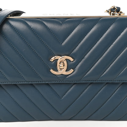 Chanel Lambskin Chevron Quilted Medium Trendy CC Flap Dark Blue 8 of 10