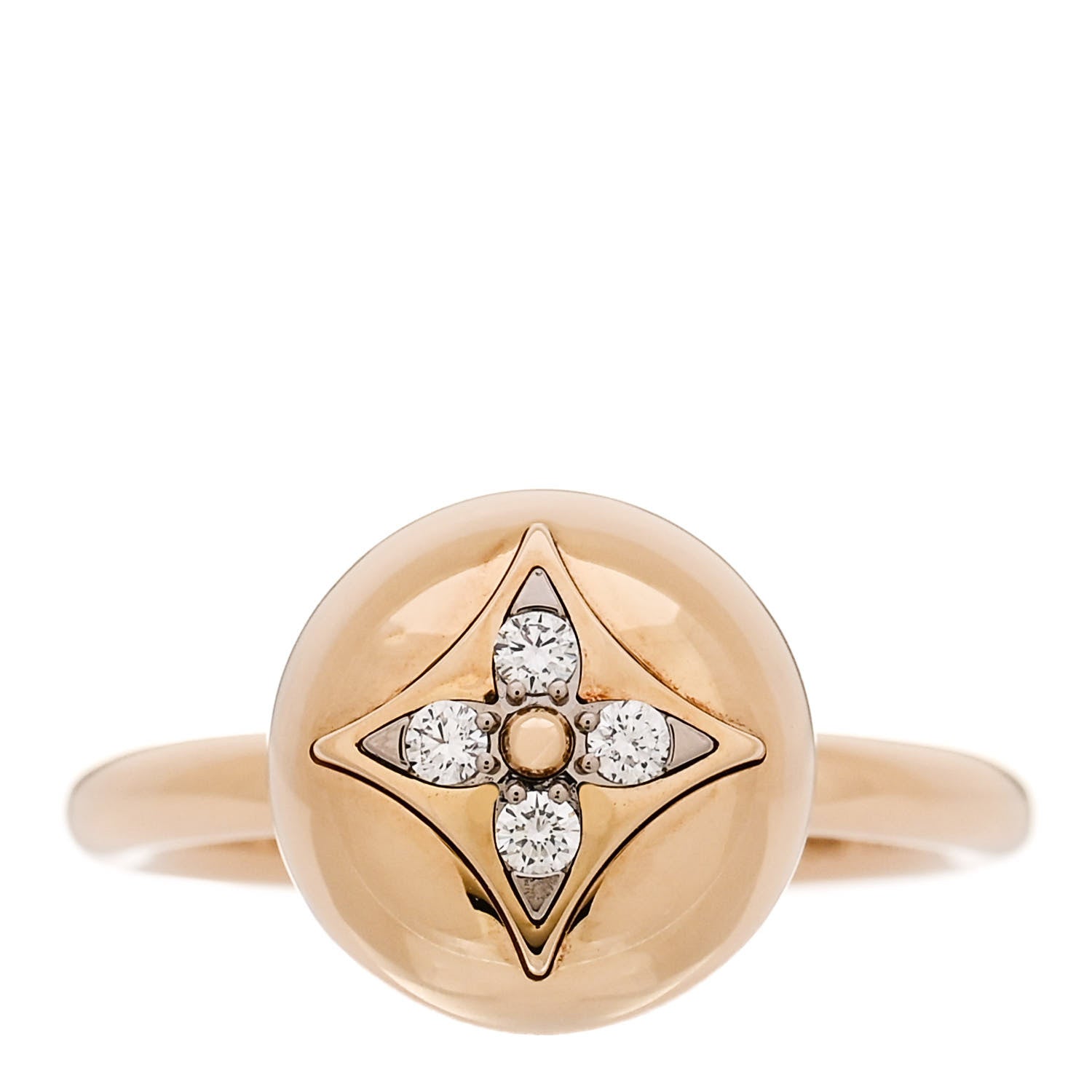 Louis Vuitton 18K Yellow White Gold Diamond B Blossom Ring 50 5.25 1 of 6