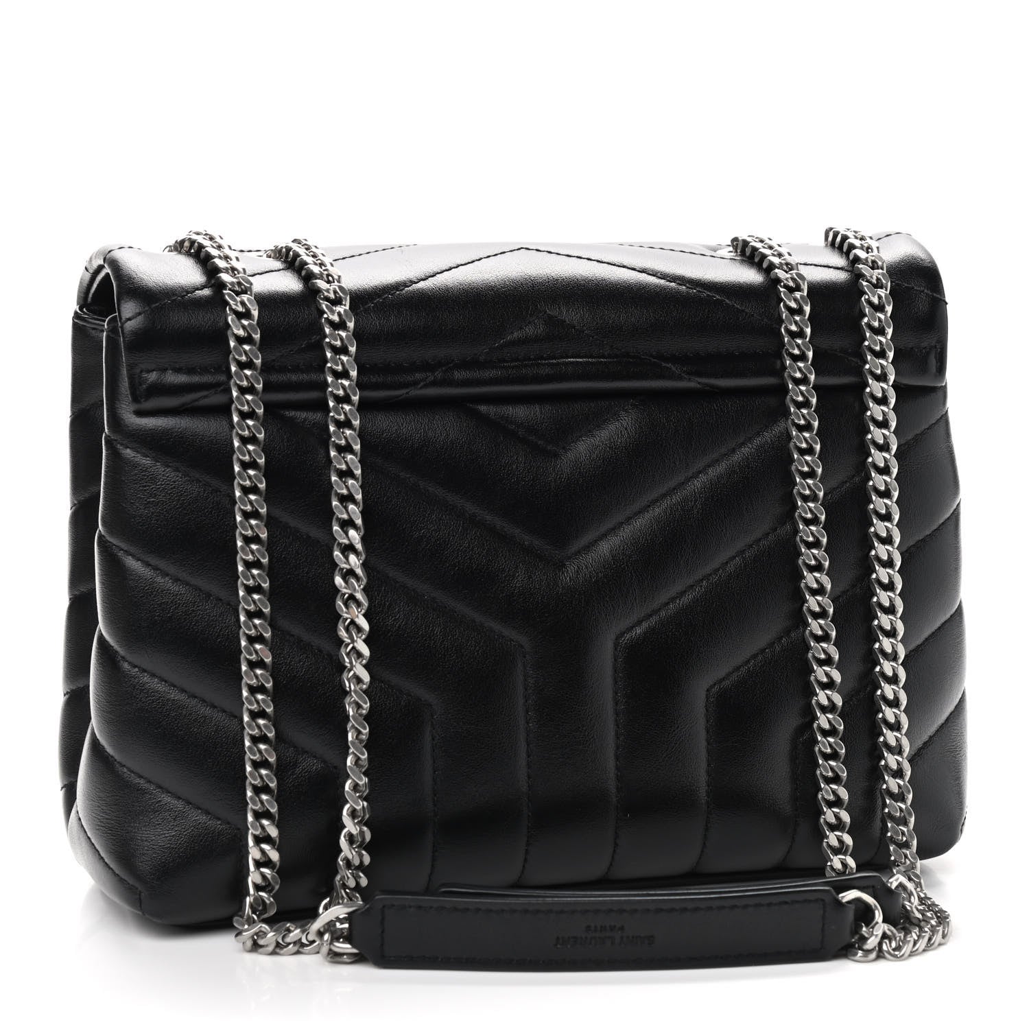 Saint Laurent Calfskin Y Quilted Monogram Small Loulou Chain Satchel Black 3 of 10