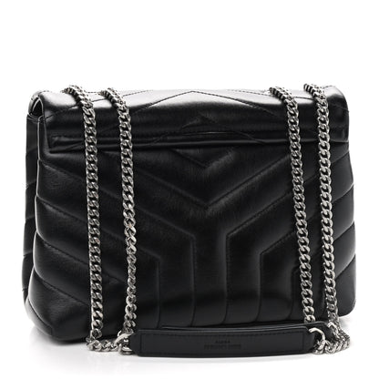 Saint Laurent Calfskin Y Quilted Monogram Small Loulou Chain Satchel Black 3 of 10
