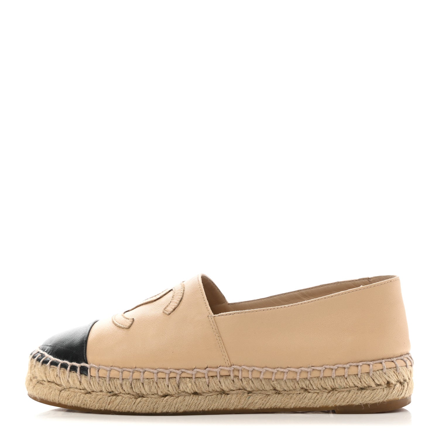 Chanel Lambskin CC Espadrilles 35 Beige Black 1 of 13