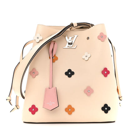 Louis Vuitton Calfskin Flowers Lockme Bucket Creme 1 of 9