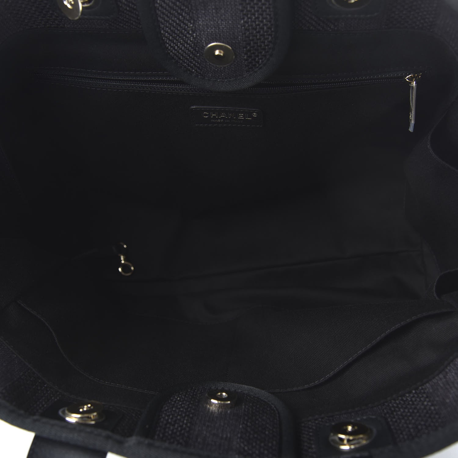 Chanel Mixed Fibers Calfskin Striped Medium Deauville Tote Black 6 of 12