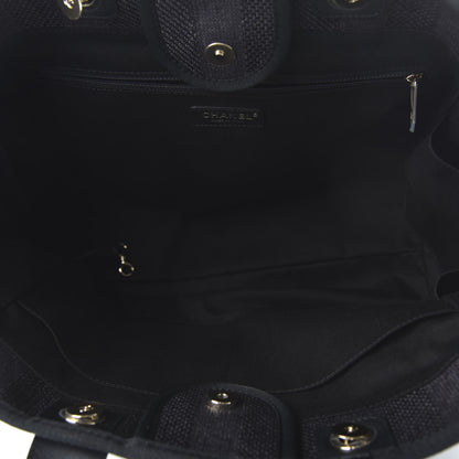 Chanel Mixed Fibers Calfskin Striped Medium Deauville Tote Black 6 of 12