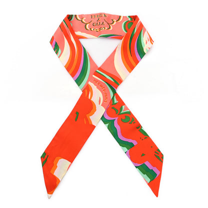 Hermes Silk Brides De Gala Shadow Twilly Orange Vert Corail 1 of 3