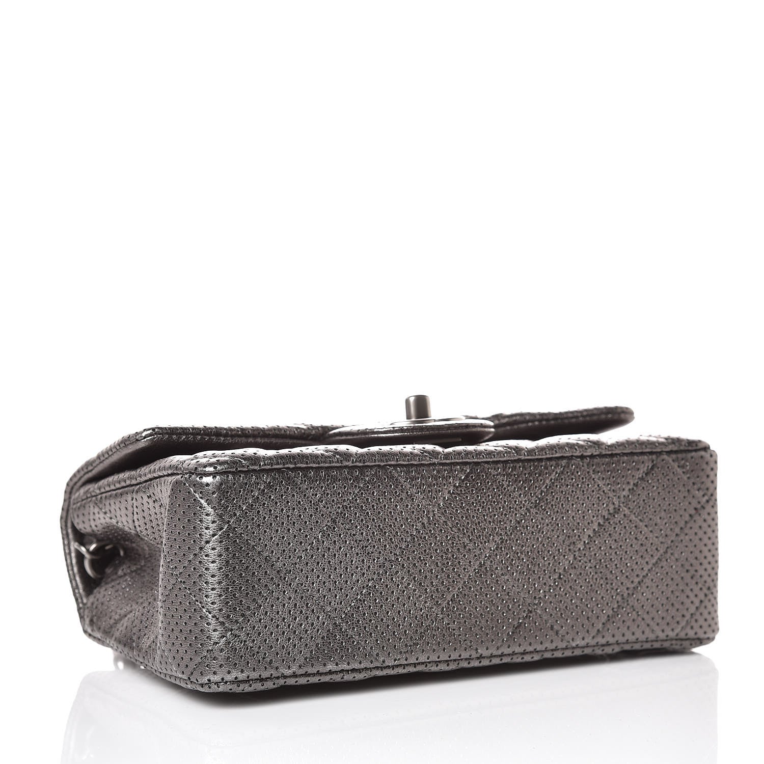 Chanel Metallic Lambskin Perforated Mini Rectangular Flap Grey 4 of 10