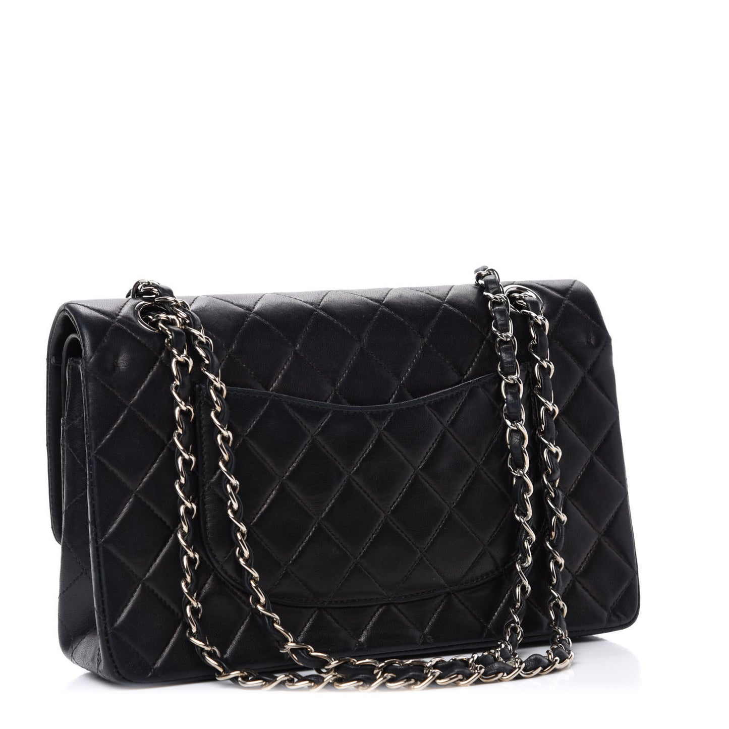 Lambskin Quilted Medium Double Flap Black