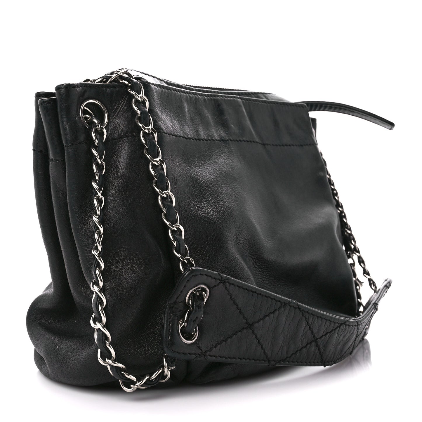 Lambskin Quilted Accordion Flap Black