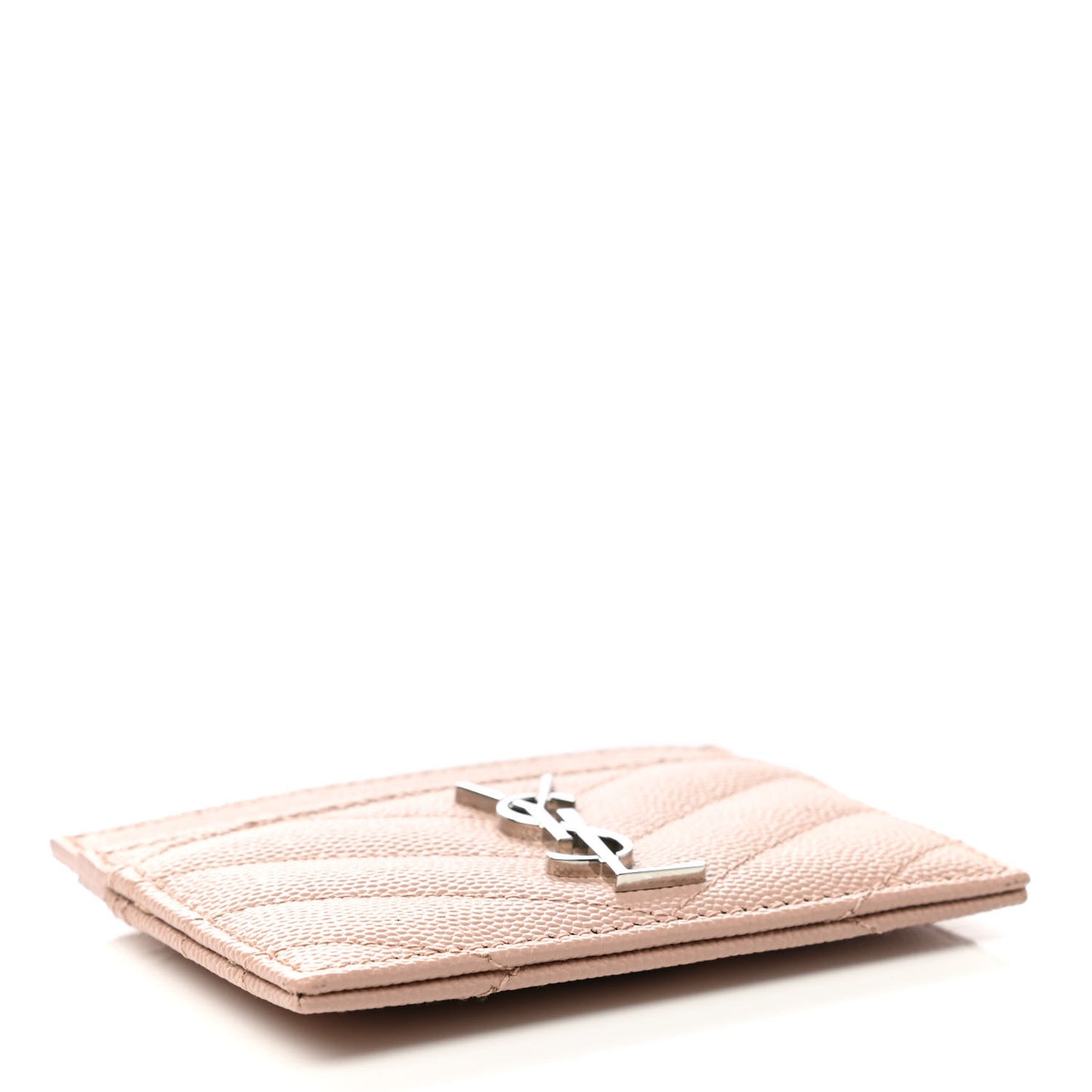 Grain De Poudre Matelasse Chevron Monogram Credit Card Case Pale Pink