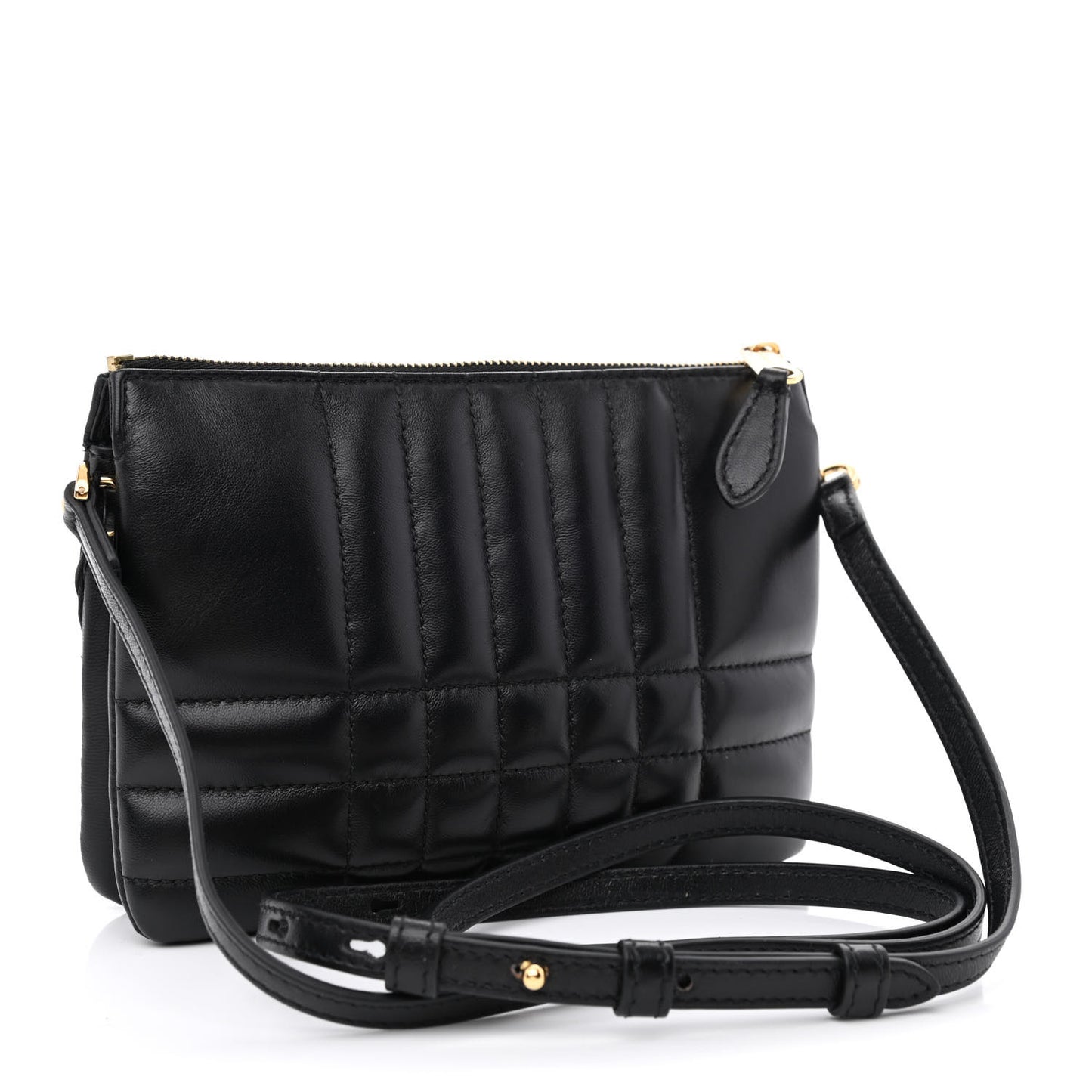 Lambskin Quilted Lola Double Pouch Crossbody Black