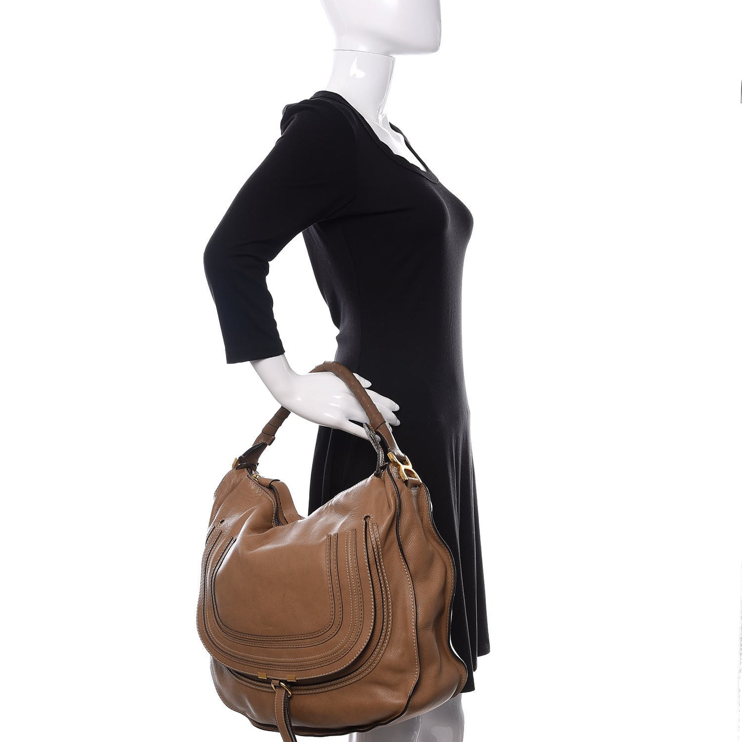 Calfskin Large Marcie Hobo Nut
