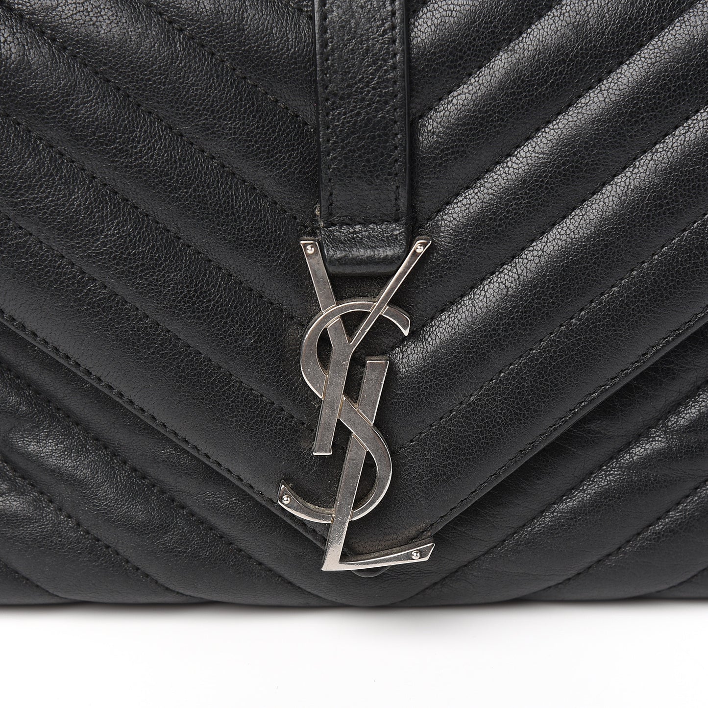 Sheepskin Medium Tri-Quilt College Monogram Satchel Black