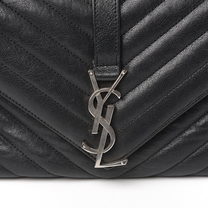 Saint Laurent Sheepskin Medium Tri-Quilt College Monogram Satchel Black 10 of 11