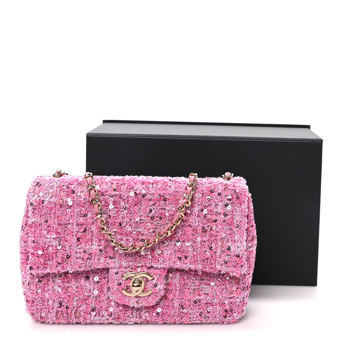 Sequin Small Single Flap Pink Dark Pink