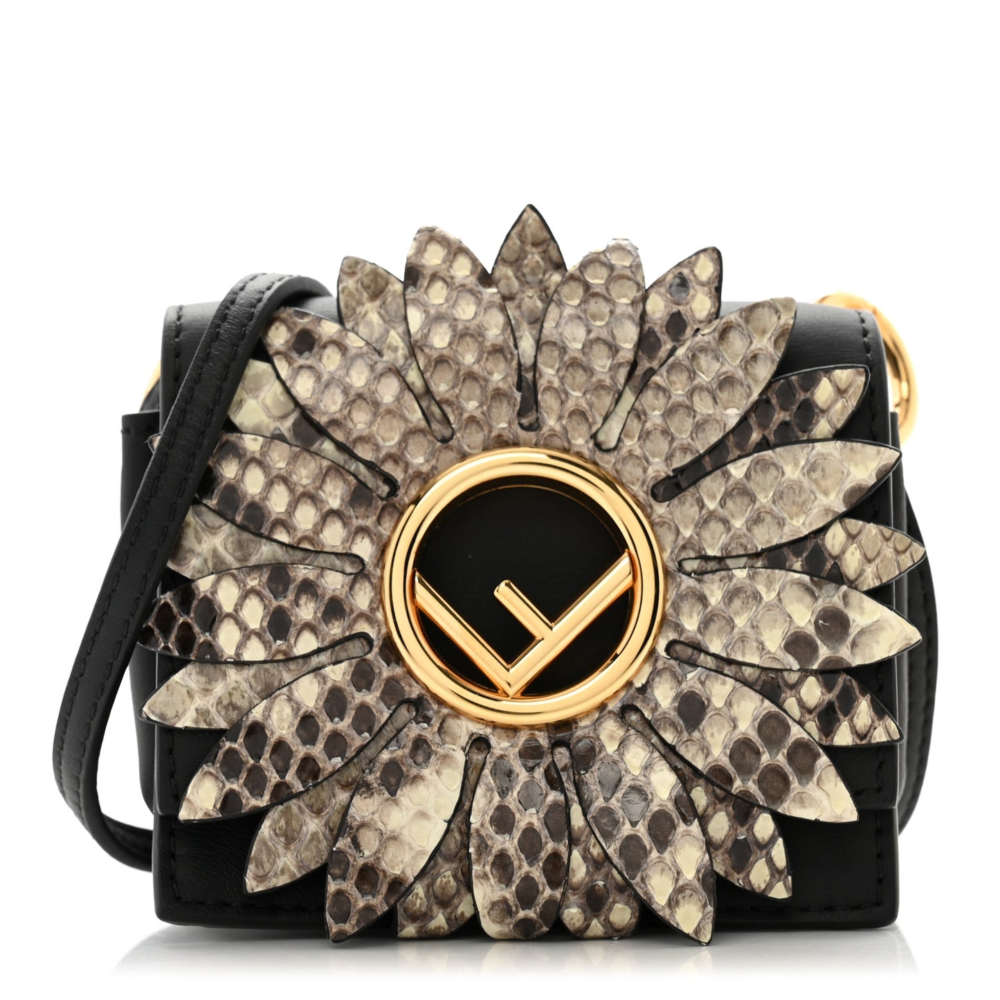 Vitello Snakeskin F is Fendi Flower Micro Kan I Shoulder Bag Black Multicolor