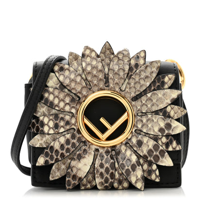 Fendi Vitello Snakeskin F is Fendi Flower Micro Kan I Shoulder Bag Black Multicolor 1 of 11