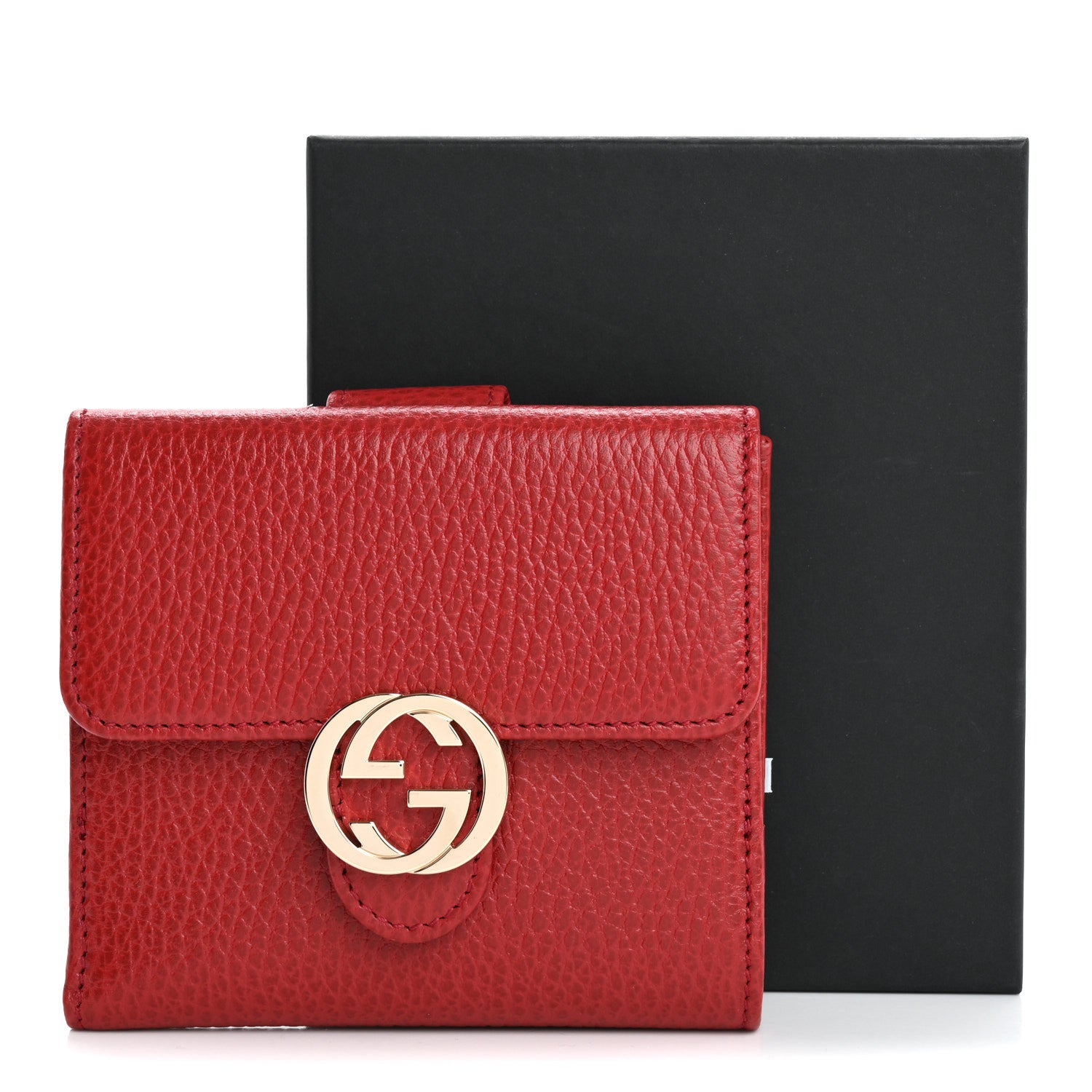 Gucci Dollar Calfskin Interlocking G French Wallet Rosso 10 of 10