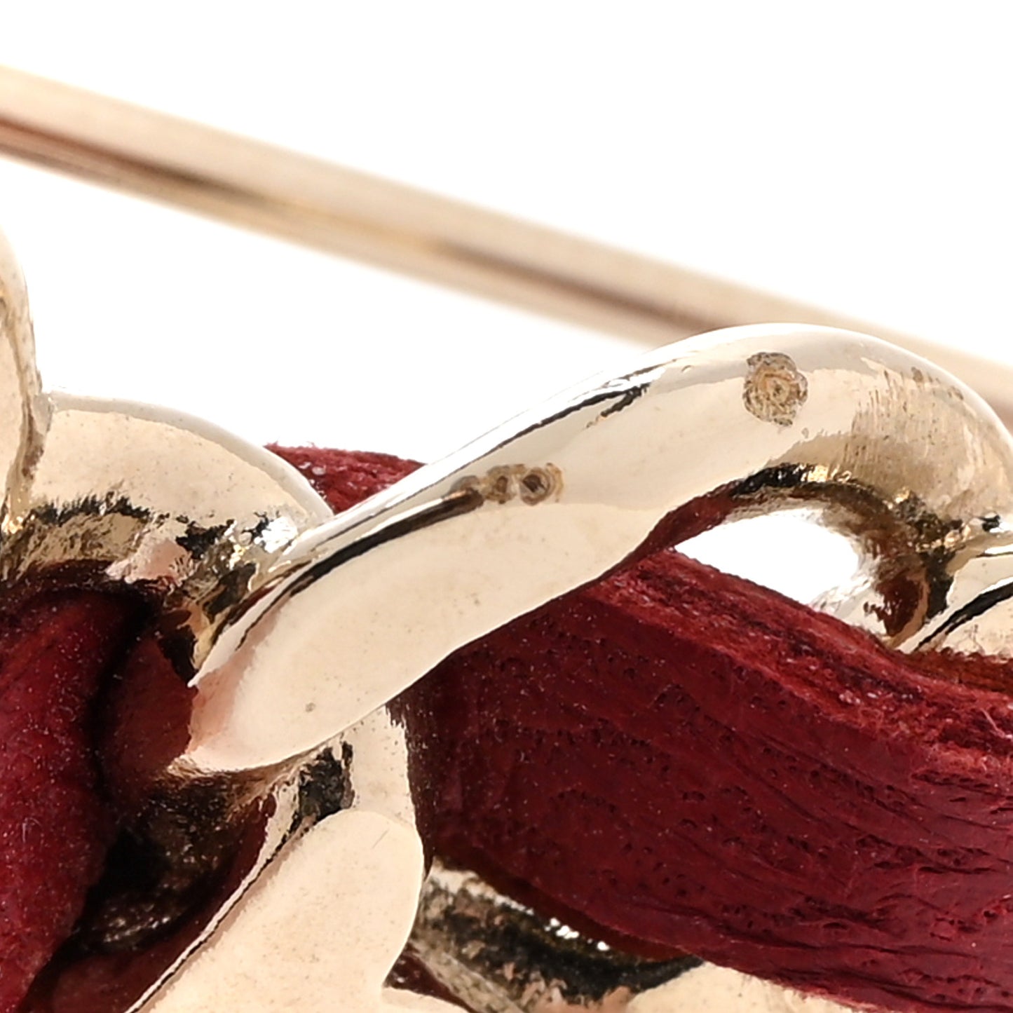Lambskin Crystal Chain CC Charms Brooch Burgundy Gold