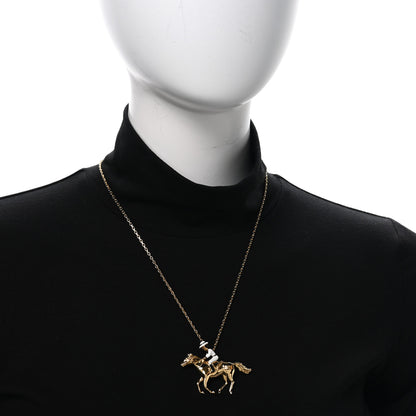 Chanel Metal Enamel Lunar New Year Horse CC Necklace Gold 2 of 5