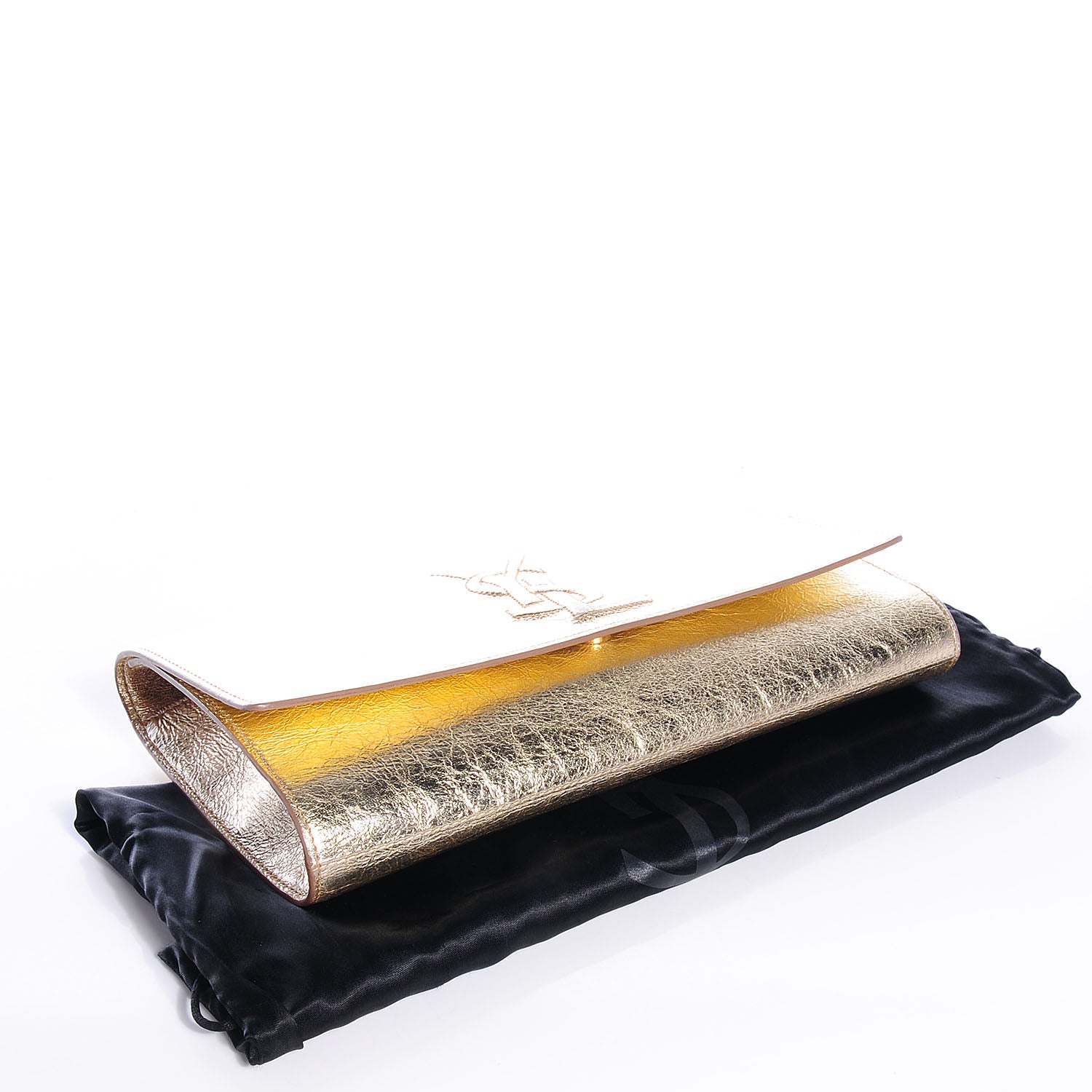 Saint Laurent Metallic Leather Large Belle De Jour Clutch Gold 4 of 7