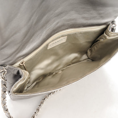 Chanel Metallic Lambskin Quilted Medium Leo Lion Flap Clutch Silver 5 of 9