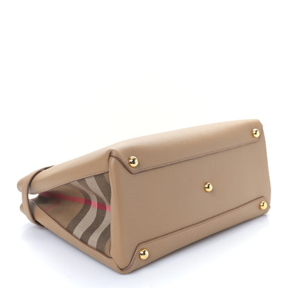 Burberry Grainy Calfskin House Check Small Banner Tote Tan 4 of 10