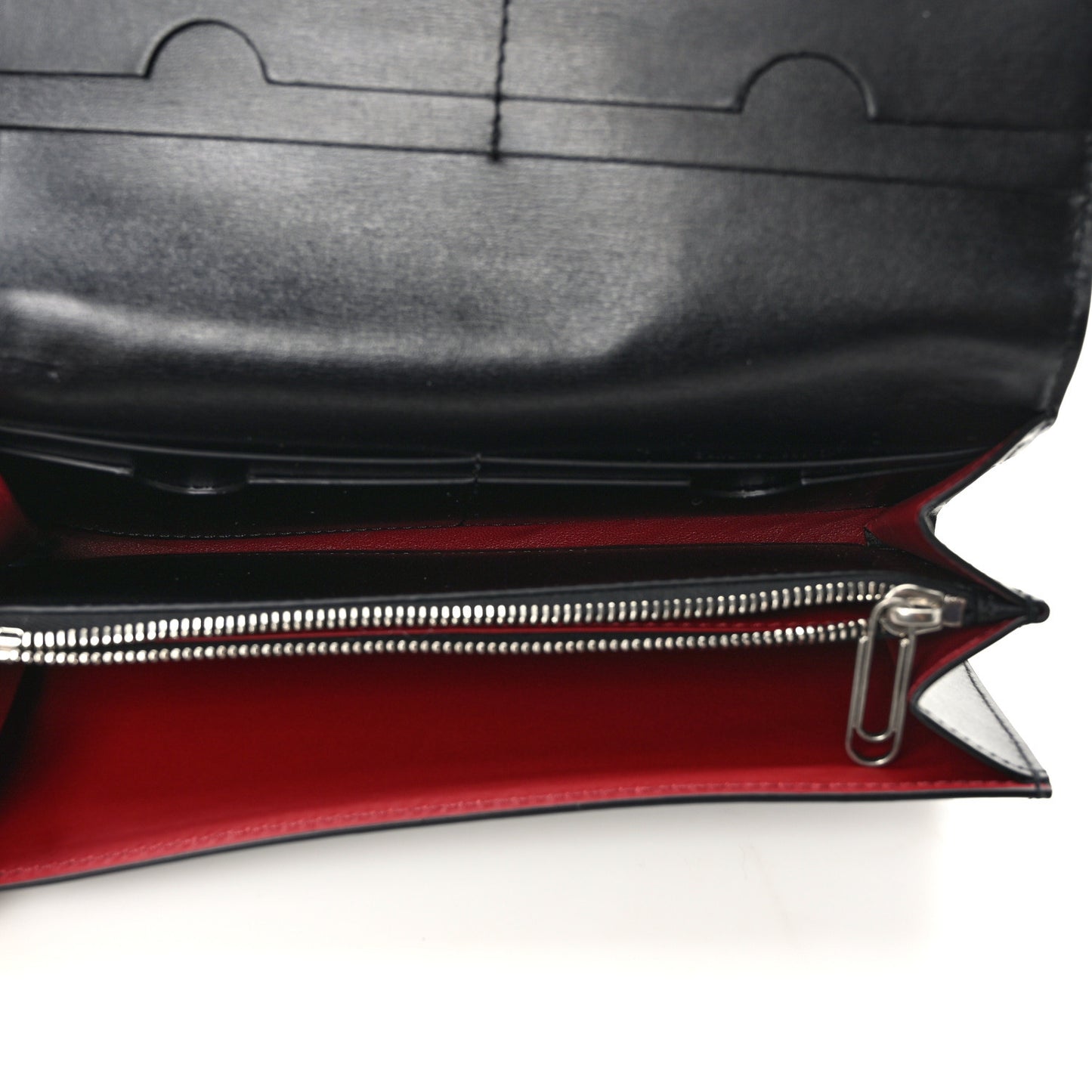 Calfskin Jitney Logo Flap Wallet On Chain Black