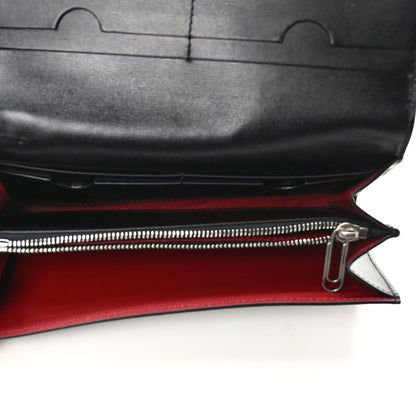 Off-White Calfskin Jitney Logo Flap Wallet On Chain Black 5 of 9