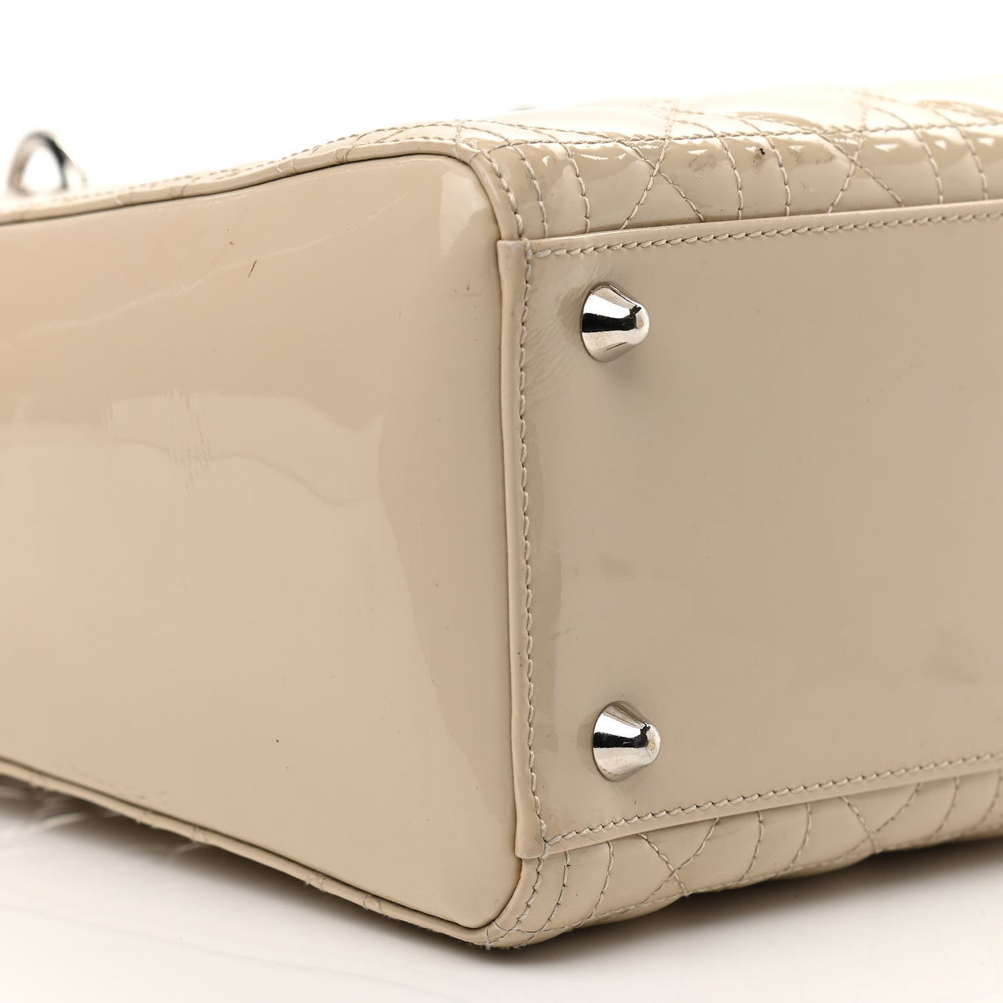 Patent Cannage Large Lady Dior Beige