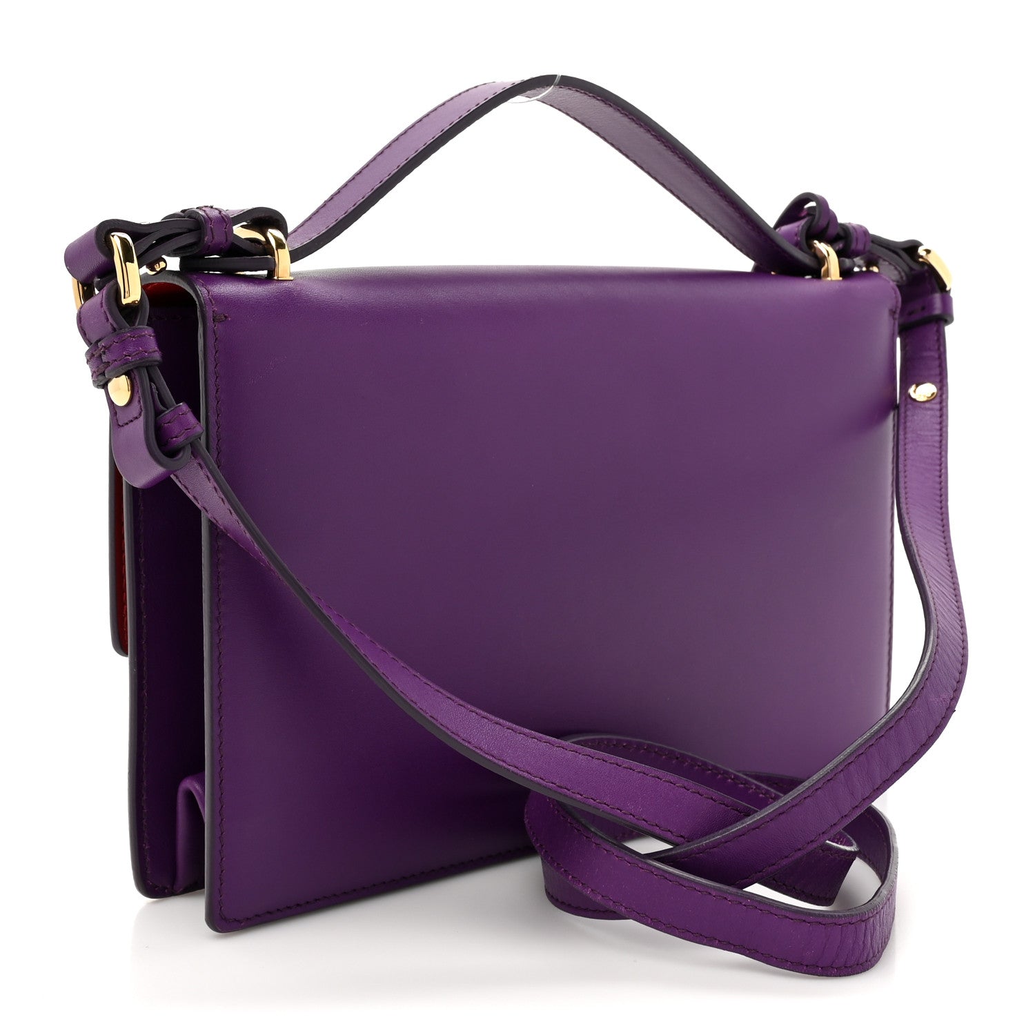 Salvatore Ferragamo Smooth Calfskin Medium Aileen Gancio Lock Shoulder Bag Grape Rosso 2 of 16