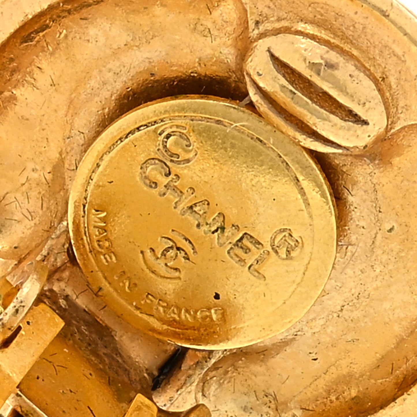 Crystal CC Logo Drop Clip On Earrings Gold