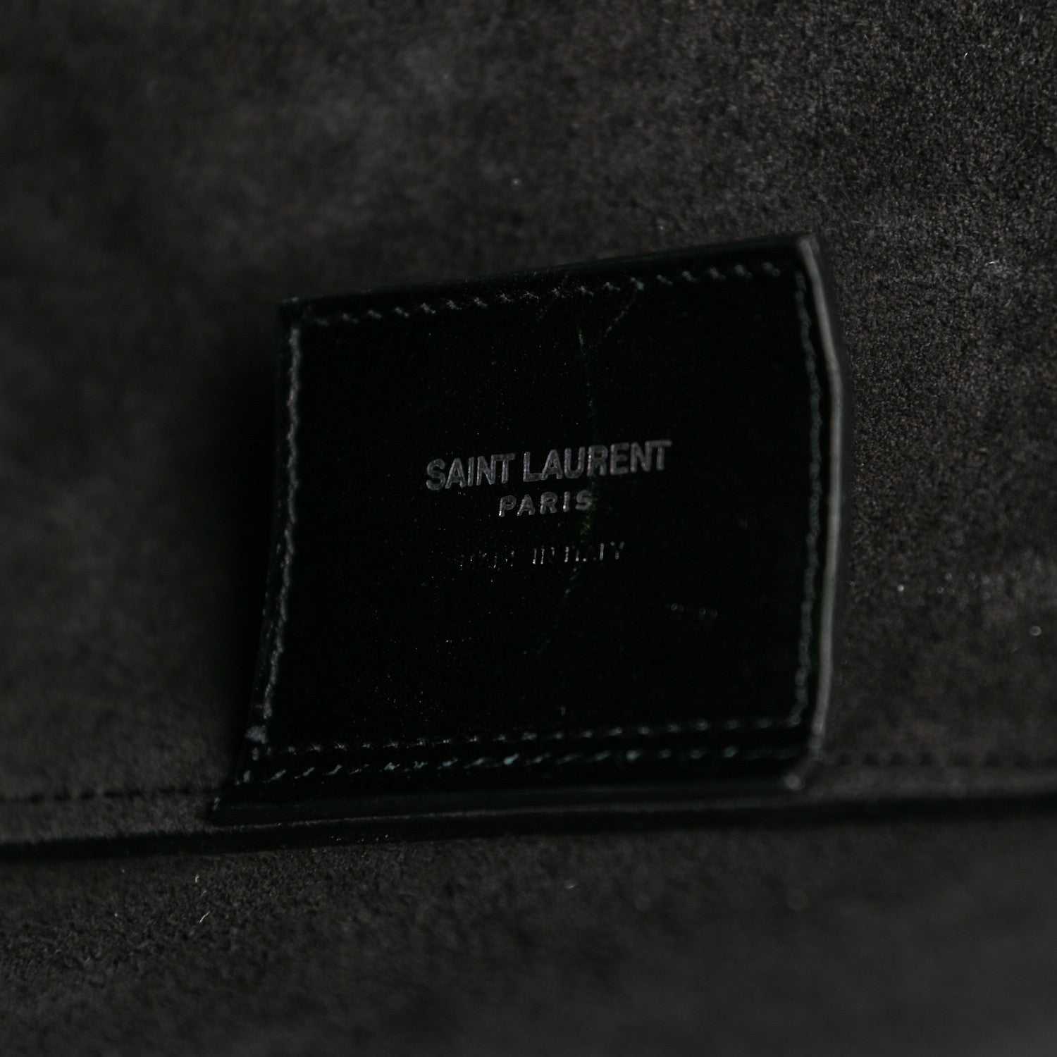 Saint Laurent Calfskin Crocodile Embossed Large Shopper Tote Black 6 of 9