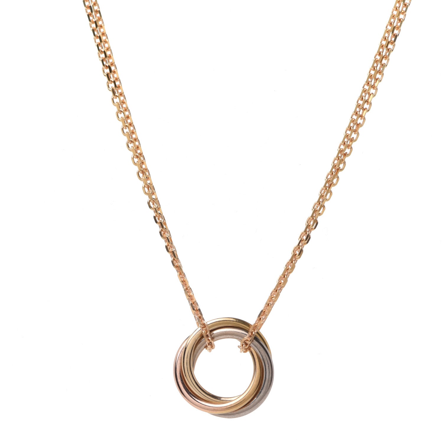 Cartier 18K Pink Yellow White Gold Trinity Double Chain Pendant Necklace 4 of 6