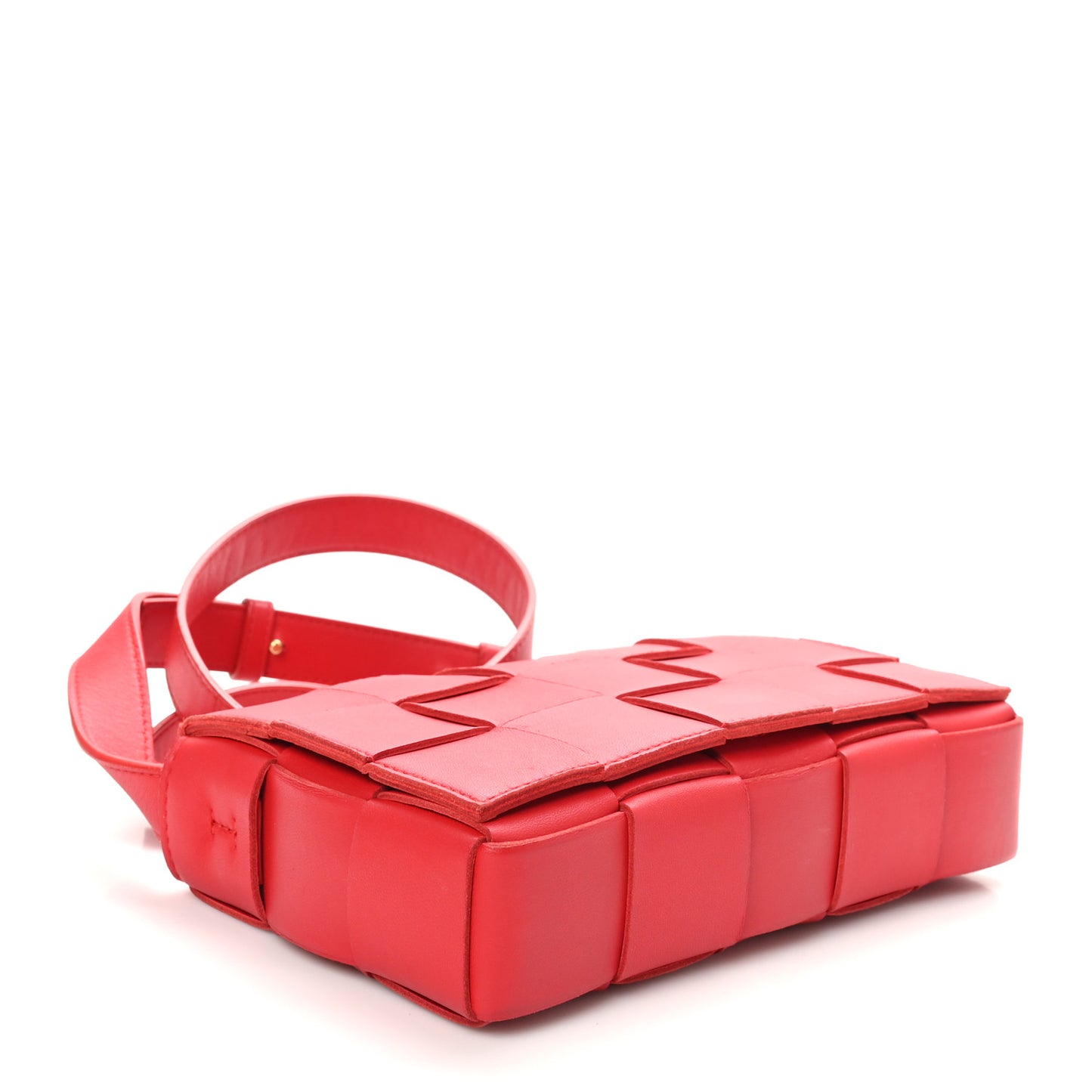 Lambskin Maxi Intrecciato Cassette Crossbody Bag Redstone