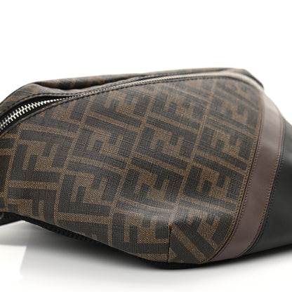 Fendi Glazed Fabric Vitello Liberty FF 1974 Diagonal Belt Bag Tobacco Moresco Black 9 of 10