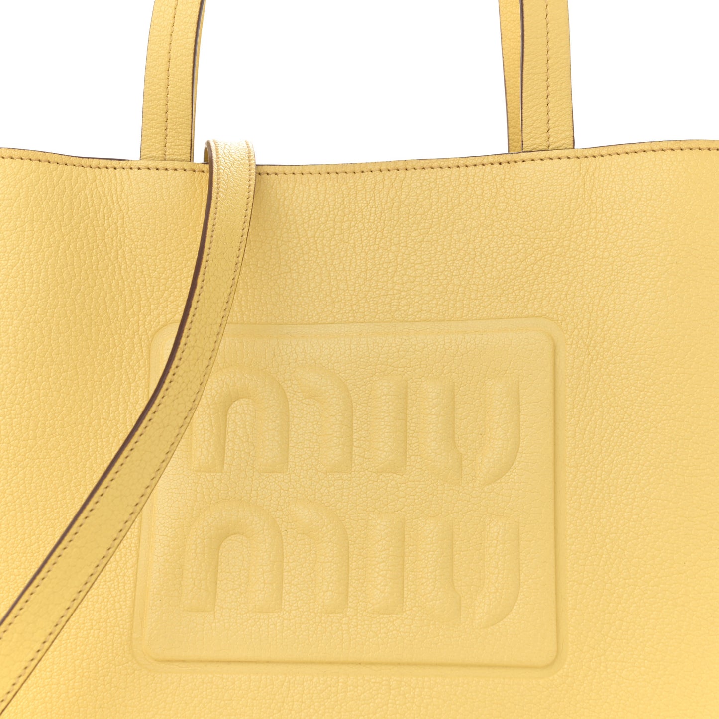 Goatskin Logo Embossed Shopping Tote Limone
