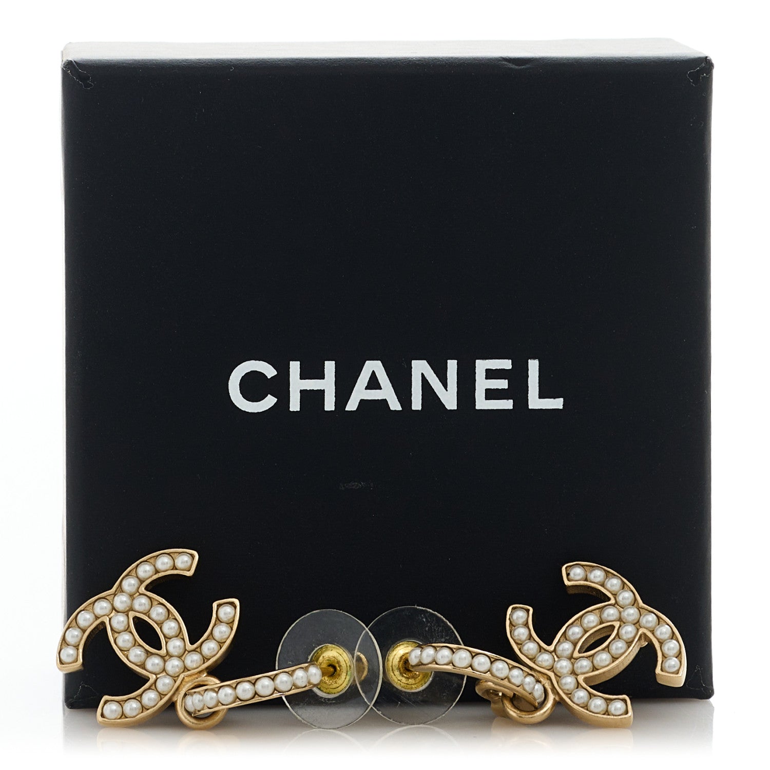 Chanel Pearl CC Hoop Drop Earring Gold 5 of 5