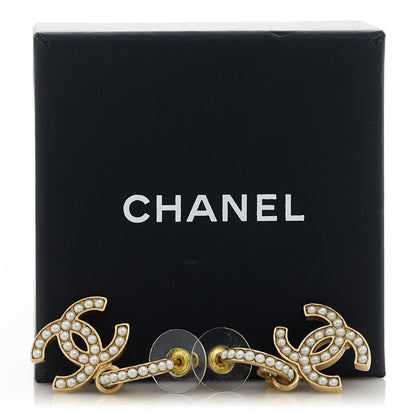 Chanel Pearl CC Hoop Drop Earring Gold 5 of 5